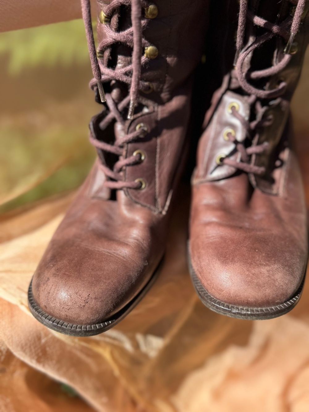 Nine West Brown Leather Lace Up Heeled Boots - Picture 5 of 16
